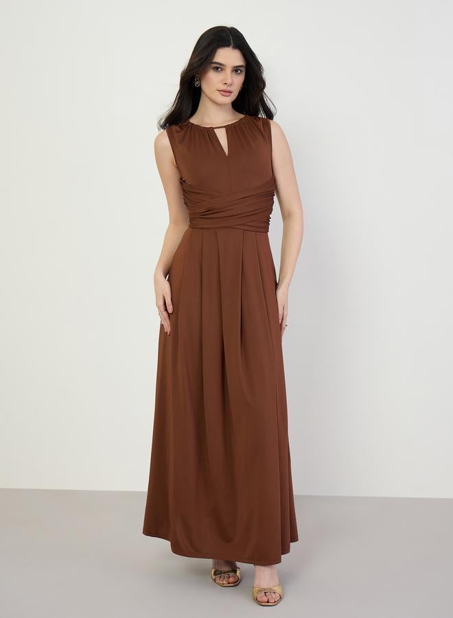 Styli Women Brown Sleeveless Maxi Dress - Image 1